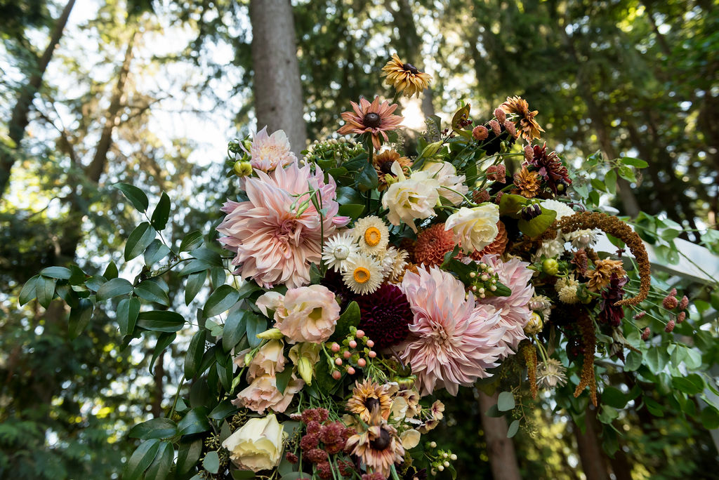 Wedding floral arch details