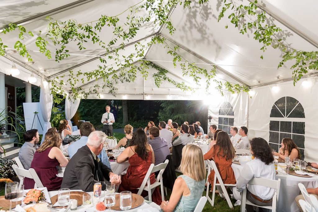 Tent greenery for the wedding reception