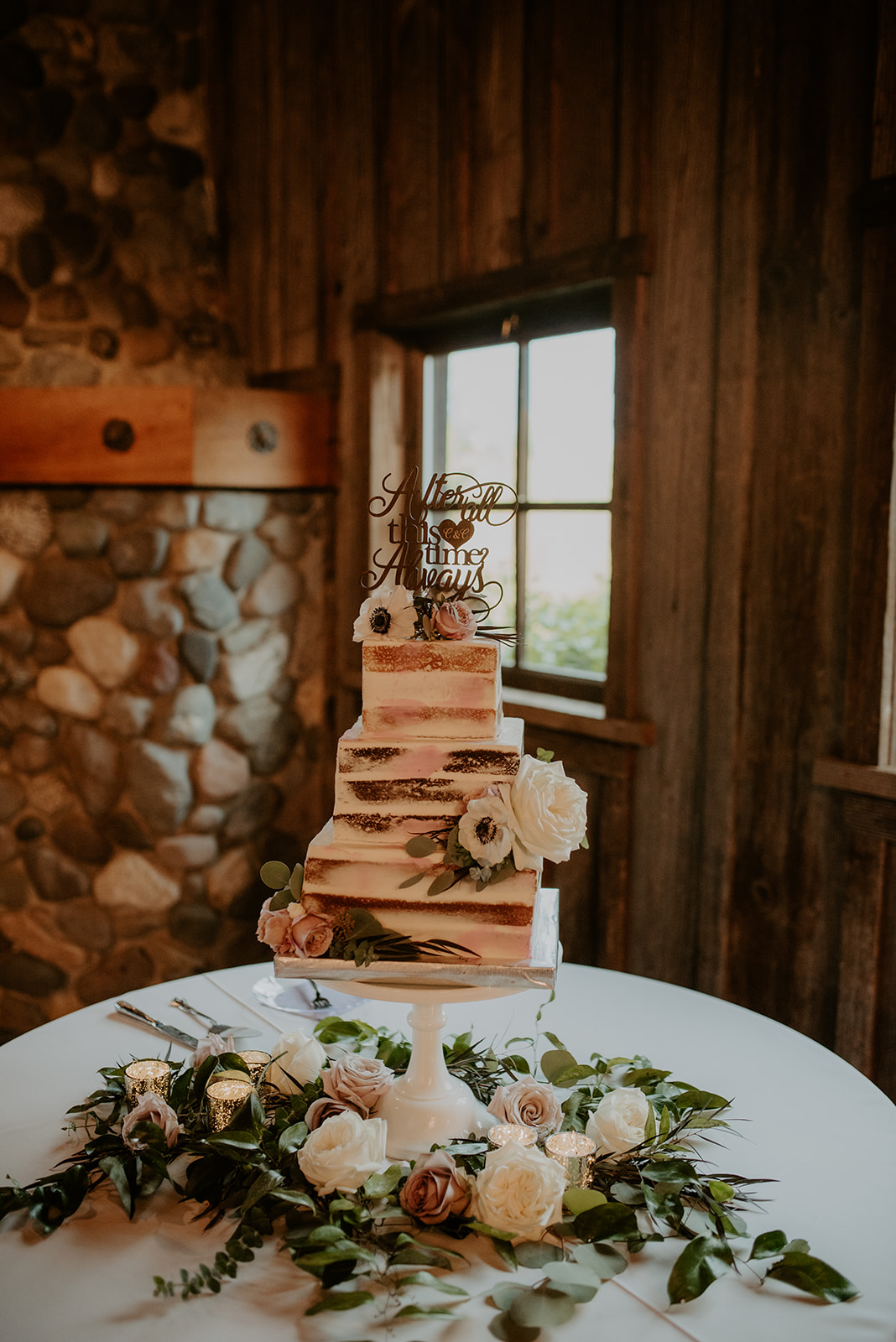 Naked cake decorated with flowers