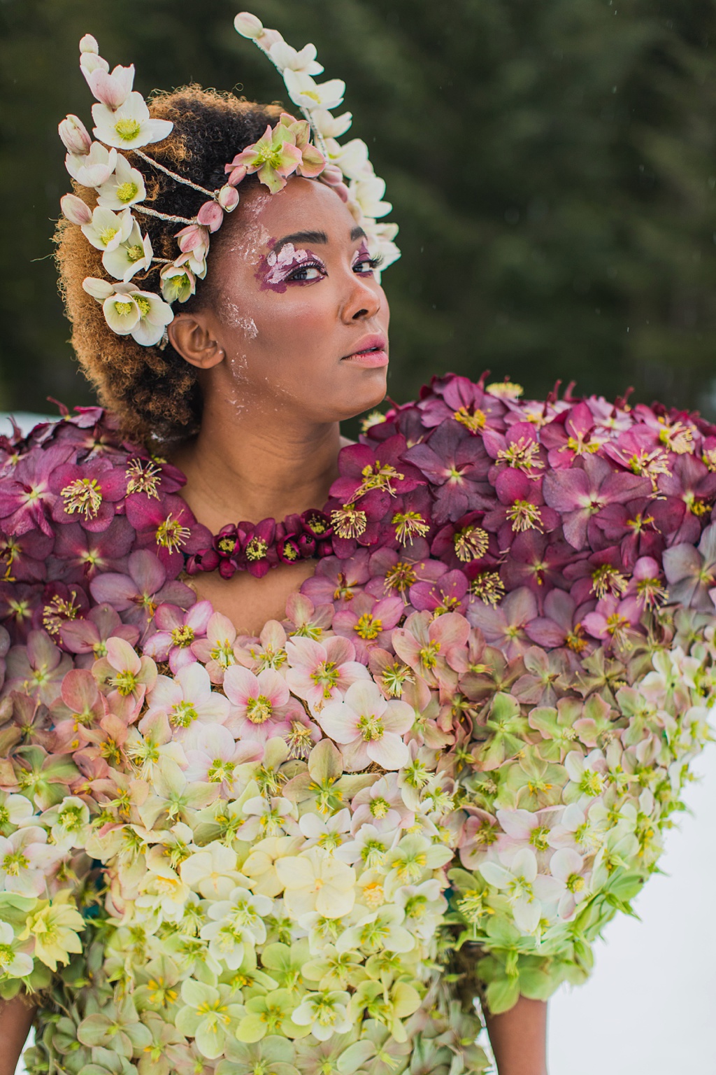 Seattle-Wedding-Florist-Bloom-Poet-Couture-Flower-Dress-American-Flowers-Week-2021-Ombre-Details Ombre flower dress details