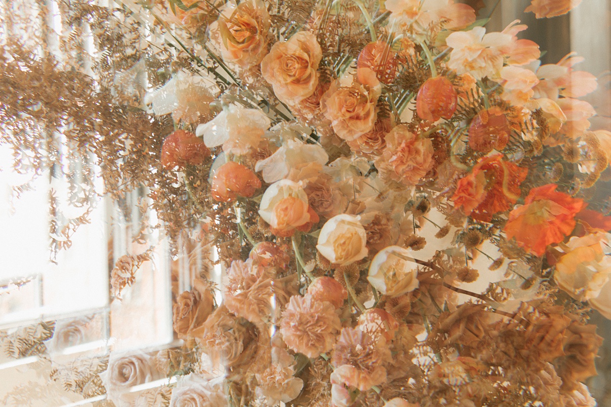 The Block 41 wedding floral arch in an artistic, repeating image