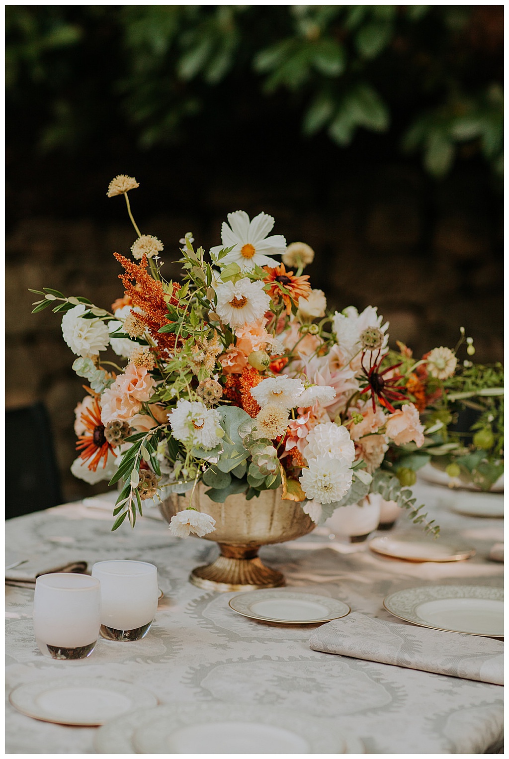 The centerpiece sitting on the guest table