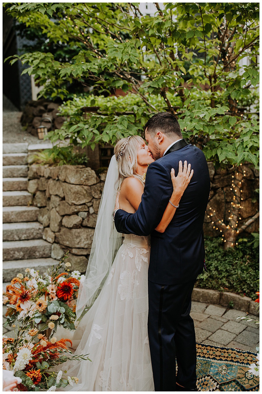 The couple has their first kiss during the ceremony