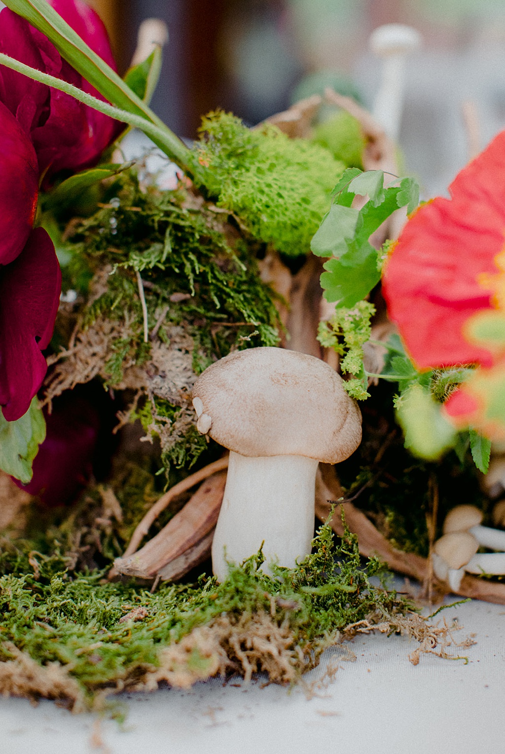 A mushroom details of a centerpiece