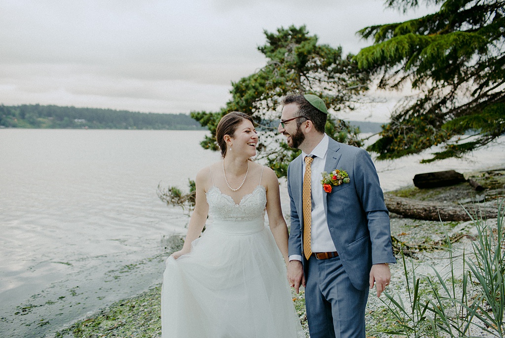 Waterfront Kiana Lodge wedding portrait of couple
