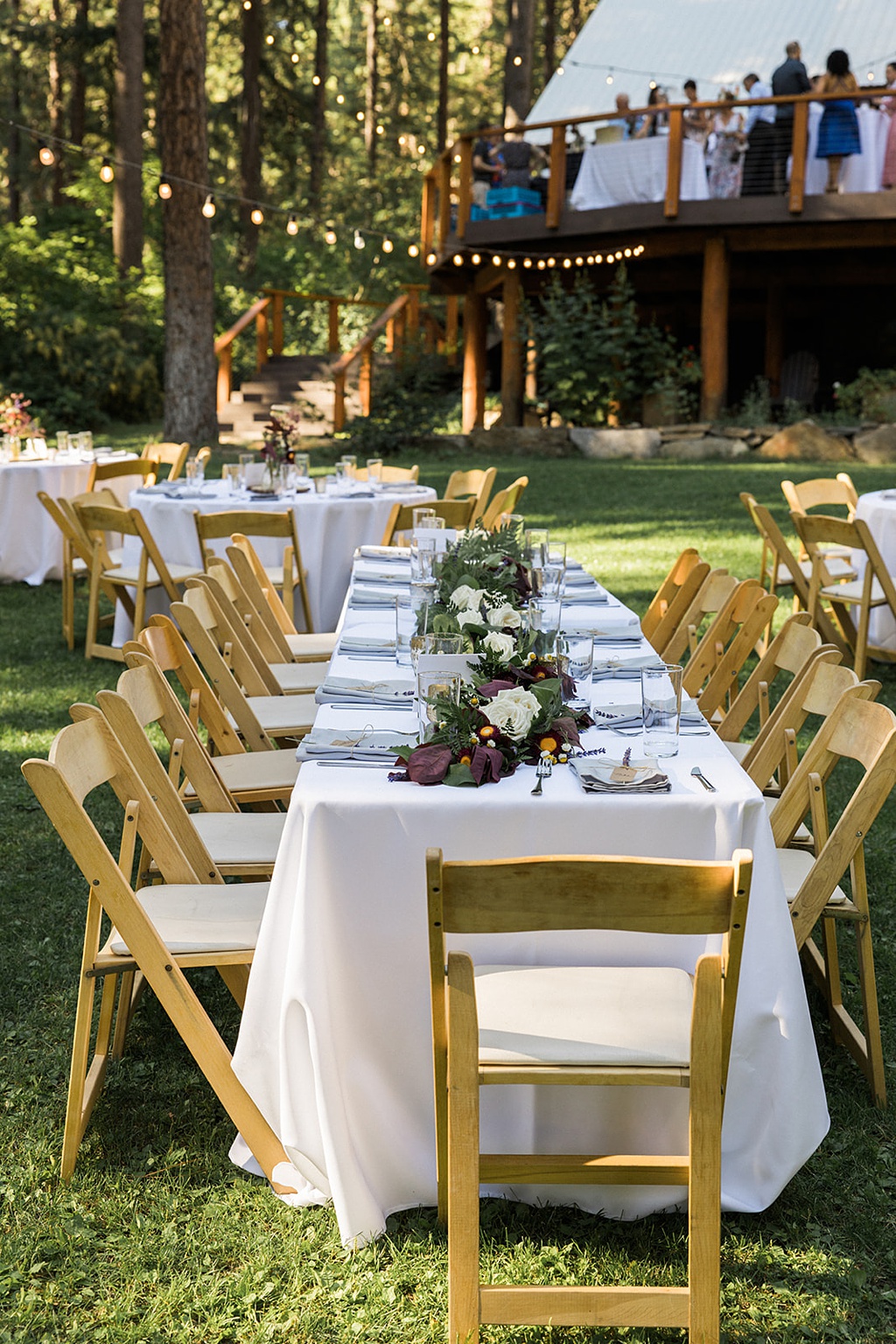 Bloom-Poet-Seattle-Wedding-Florist-Tierra-Retreat-Center-Wedding-Long-Tables Wedding florals drape the long tables at this Tierra Retreat Center wedding
